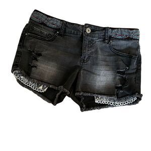 Lei Black Ashley Low Rise Denim Cutoff Shorts Size 9